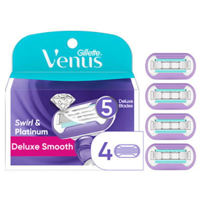 Gillette Venus Deluxe Smooth Swirl Womens Razor Blade Refills - 4 Count - Image 1