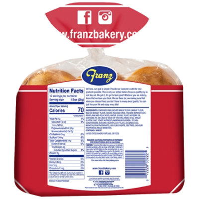 Franz Hamburger Buns Classic Sliders 12 Count - 12 Oz - Image 5