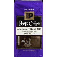 Peets Coffee Ground Dark Roast Anniversary Blend 2015 - 10 Oz