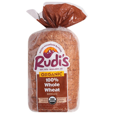 Rudis Organic Bakery Bread Organic 100% Whole Wheat - 22 Oz