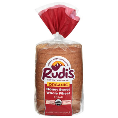 Rudis Organic Bakery Bread Organic Honey Sweet Whole Wheat - 22 Oz