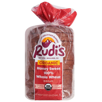 Rudis Organic Bakery Bread Organic Honey Sweet Whole Wheat 22 Oz