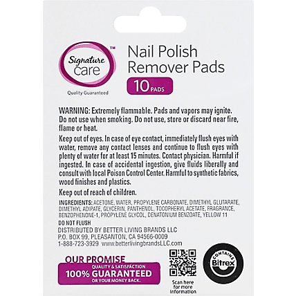 Signature Care Nail Polish Remover Pads With Vitamin E & Panthenol - 10  Count - Carrs