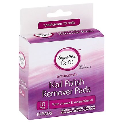 Signature Care Nail Polish Remover Pads With Vitamin E & Panthenol - 10 Count - Image 1