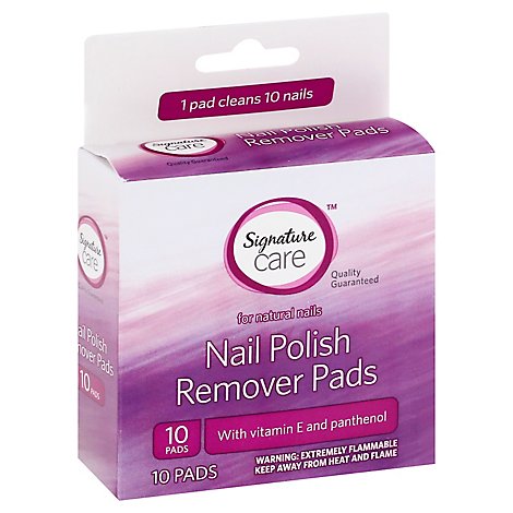 Signature Care Nail Polish Remover Pads With Vitamin E & Panthenol - 10 Count