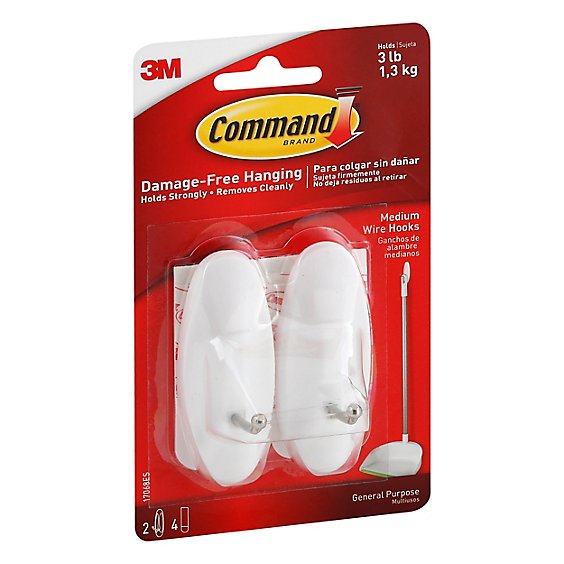 3M Command Wire Medium Hooks And Strips - Each