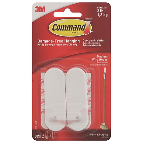 3M Command Wire Medium Hooks And Strips - Each