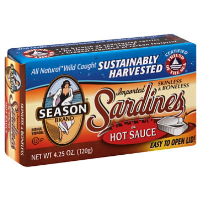 Seasons Sardines Skinless Boneless In Hot Sauce - 4.25 Oz