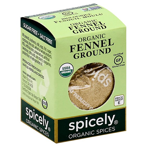 Spicely Organic Spices Fennel Ground Ecobox - 0.5 Oz