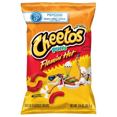 CHEETOS Snacks Cheese Flavored Puffs Flamin Hot - 3.37 Oz