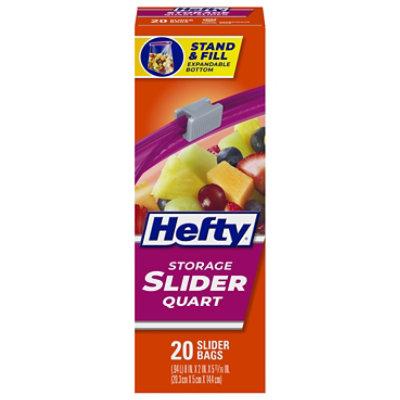 Hefty Storage Quart Slider Bags, 20 count