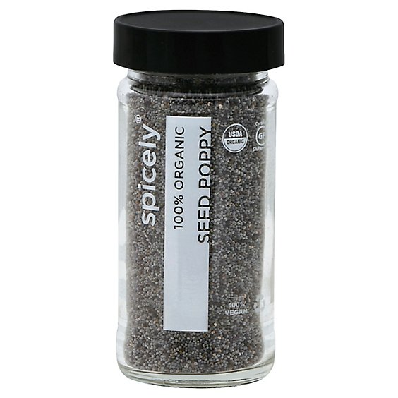 Spicely Organic Spices Poppy Seed Glass Jar - 2.2 Oz