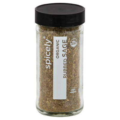 Spicely Organic Spices Rubbed Sage Glass Jar - 0.6 Oz - Image 1