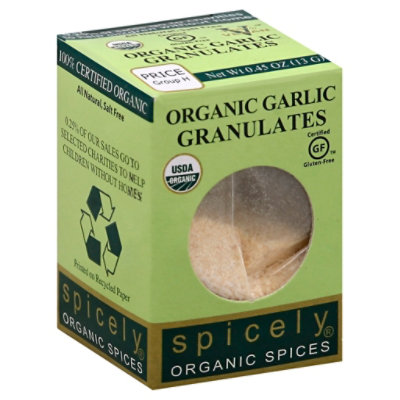 Spicely Organic Spices Garlic Granulates Ecobox - 0.45 Oz