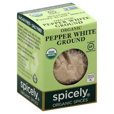 Spicely Organic Spices White Pepper Ground Ecobox - 0.45 Oz