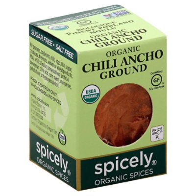 Spicely Organic Spices Chili Ancho Ground Ecobox - 0.45 Oz