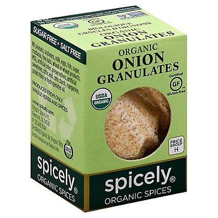 Spicely Organic Spices Onion Granulates Ecobox - 0.4 Oz - Image 1