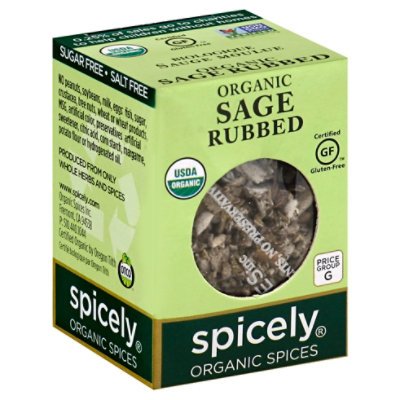 Spicely Organic Spices Rubbed Sage Ecobox - 0.1 Oz