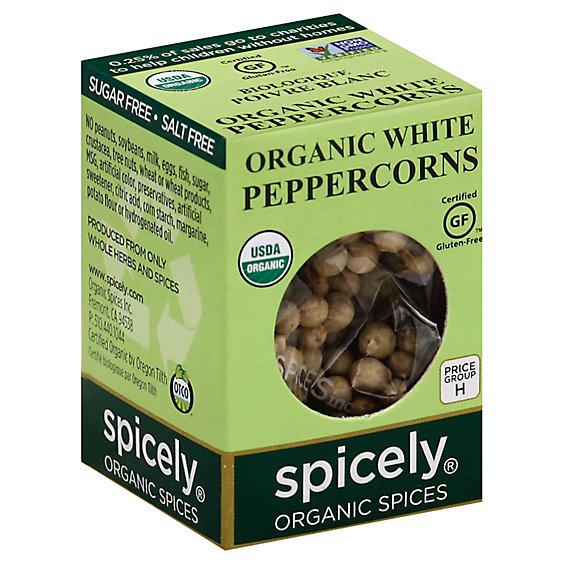 Spicely Organic Spices Peppercorn White Ecobox - 0.35 Oz