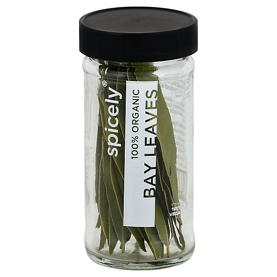 Spicely Organic Spices Bay Leaves Glass Jar - 0.9 Oz