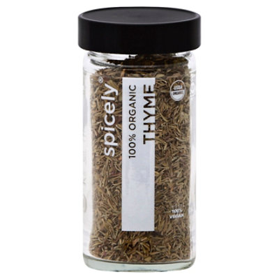 Spicely Organic Spices Thyme Glass Jar - 0.6 Oz
