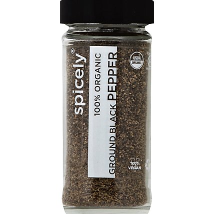 Spicely Organic Spices Black Pepper Ground Glass Jar - 1.7 Oz - Image 2