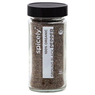 Spicely Organic Spices Black Pepper Ground Glass Jar - 1.7 Oz