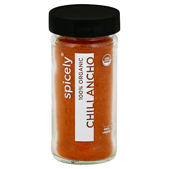 Spicely Organic Spices Chili Ancho Glass Jar - 1.7 Oz