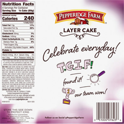 Pepperidge Farm Frozen Chocolate Fudge Layer Cake - 19.6 Oz - Image 4