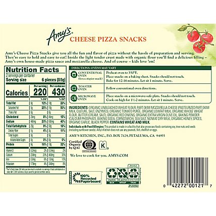 Amys Snacks Cheese Pizza - 6 Oz - Image 6