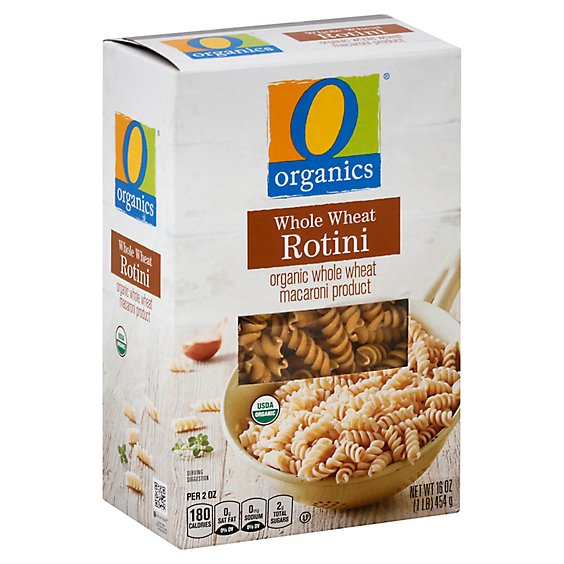 O Organics Organic Macaroni Product Rotini 100 %Whole Wheat - 16 Oz