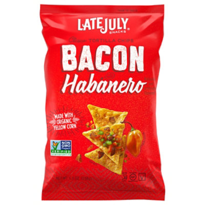 Late July Snacks Tortilla Chips Clasico Yellow Corn Bacon Habanero - 5.5 Oz
