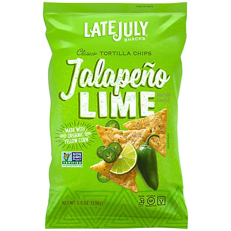Late July Snacks Tortilla Chips Clasico Yellow Corn Jalapeno Lime - 5.5 Oz