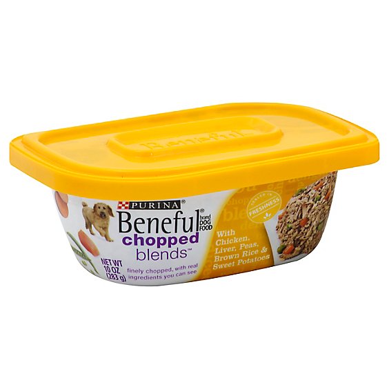 Beneful Dog Food Wet Chopped Blends Chicken Liver Peas Brown Rice & Sweet Potatoes - 10 Oz