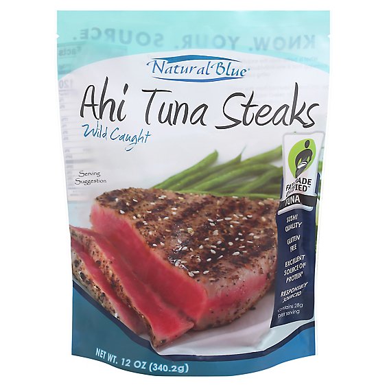 Natural Blue Fish Wild Caught Tuna Ahi Steaks - 12 Oz