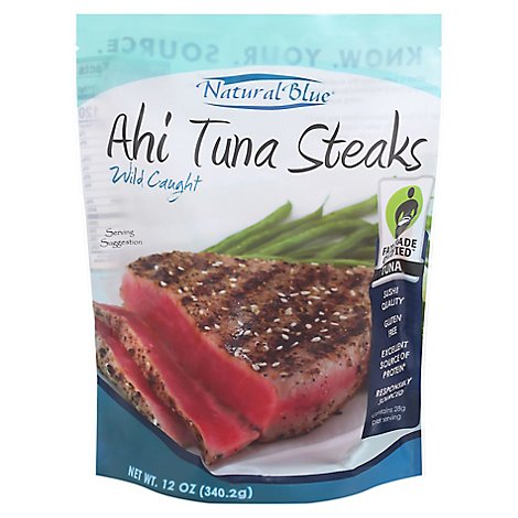 Natural Blue Fish Wild Caught Tuna Ahi Steaks - 12 Oz