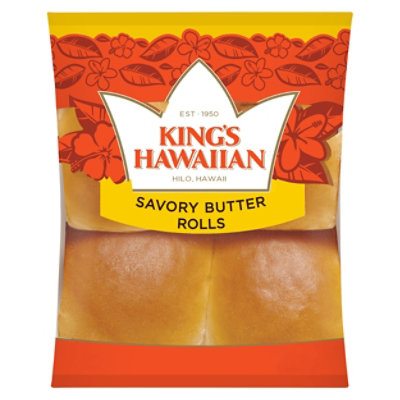 Kings Hawaiian Rolls Savory Butter 4 Count - 4.4 Oz - Vons