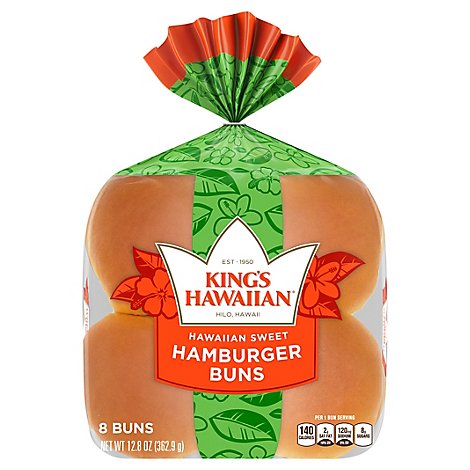 Kings Hawaiian Sweet Hamburger Buns - 8 Count - 12.8 Oz.
