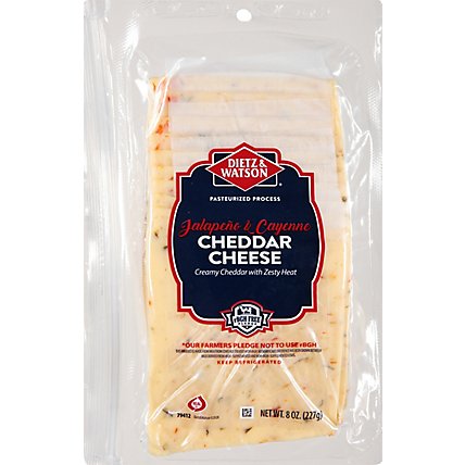 Dietz & Watson Jalapeno & Cayenne Cheddar Cheese Pre-Sliced - 8 Oz - Image 2
