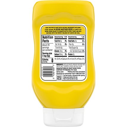 Heinz 100% Natural Yellow Mustard Bottle - 14 Oz - Image 2