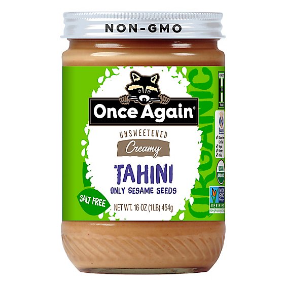 Once Again Tahini Spread Organic Unsweetend & Salt Free - 16 Oz