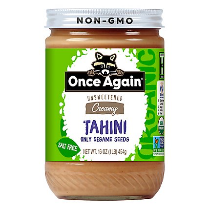 Once Again Tahini Spread Organic Unsweetend & Salt Free - 16 Oz - Image 1