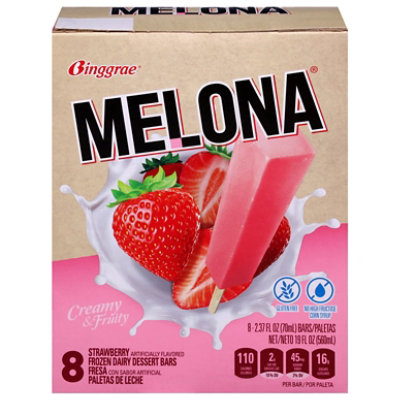 Melona Frozen Dairy Dessert Bars Strawberry - 8-2.37 Fl. Oz.