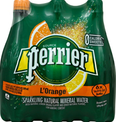 Perrier Mineral Water Sparkling L Orange - 6-16.9 Fl. Oz. - Image 2