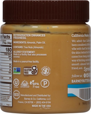 Barney Butter Almond Butter Bare Smooth - 10 Oz - Image 5