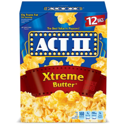 Act II Xtreme Butter Microwave Popcorn - 12-2.75 Oz - Image 1