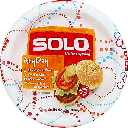SOLO Plates Paper AnyDay 10 Inch Bag - 55 Count - Image 2