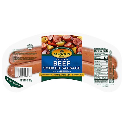 Eckrich Beef Skinless Smoked Sausage - 10 Oz - Image 1