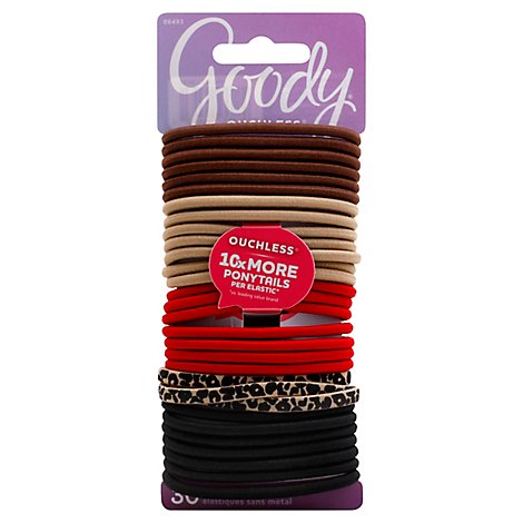 Goody Elastics Ouchless Thick 4mm Cheetah Red - 30 Count