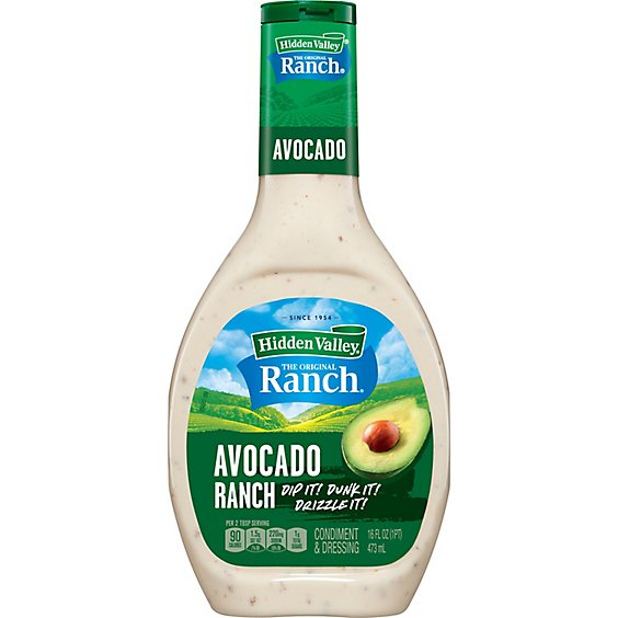 Hidden Valley Avocado Ranch Topping and Dressing Bottle - 16 Fl. Oz.
